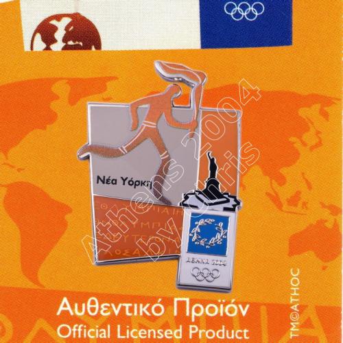 #04-167-004 Torch relay international route pictogram city New YorkAthens 2004 olympic pin