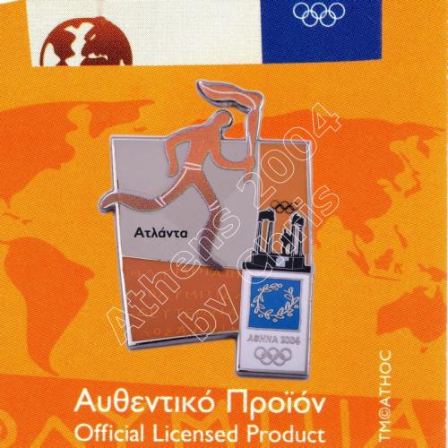 #04-167-022 Torch relay international route pictogram city Atlanta Athens 2004 olympic pin