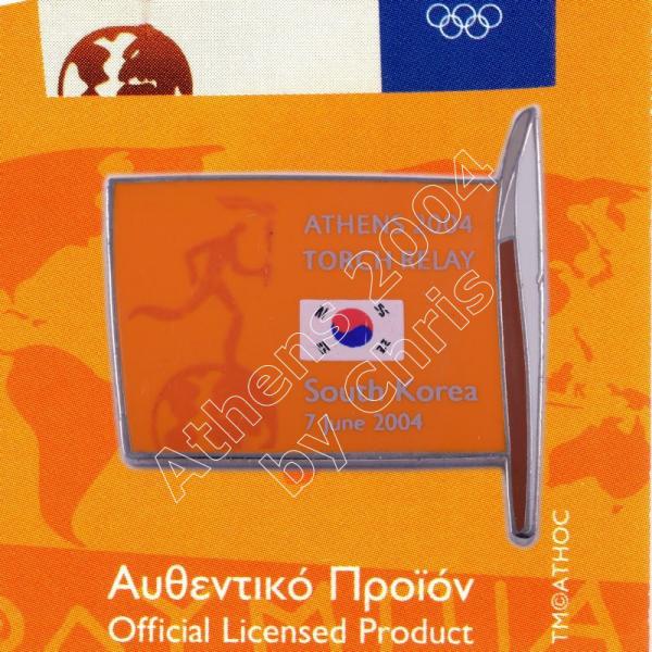 #04-169-004 Torch Relay International Route With Greek Flag South Korea 2004 olympic pin