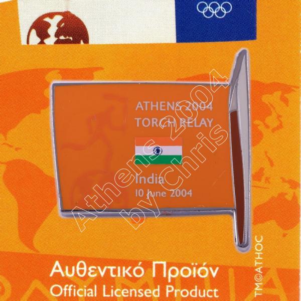 #04-169-006 Torch Relay International Route With Greek Flag India 2004 olympic pin