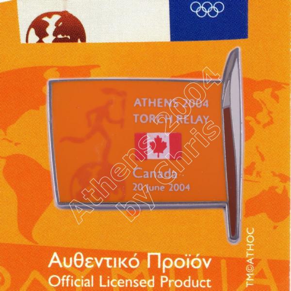 #04-169-012 Torch Relay International Route With Greek Flag Canada 2004 olympic pin