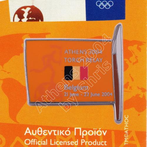 #04-169-013 Torch Relay International Route With Greek Flag Belgium 2004 olympic pin