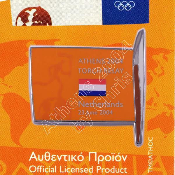 #04-169-014 Torch Relay International Route With Greek Flag Netherlands 2004 olympic pin