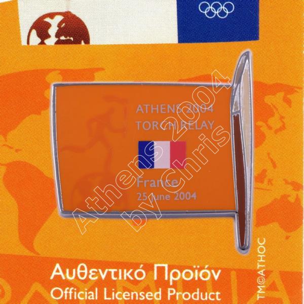 #04-169-016 Torch Relay International Route With Greek Flag France 2004 olympic pin