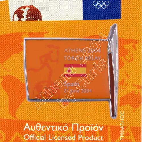 #04-169-018 Torch Relay International Route With Greek Flag Spain 2004 olympic pin