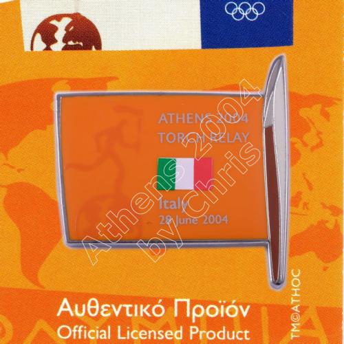 #04-169-019 Torch Relay International Route With Greek Flag Italy 2004 olympic pin