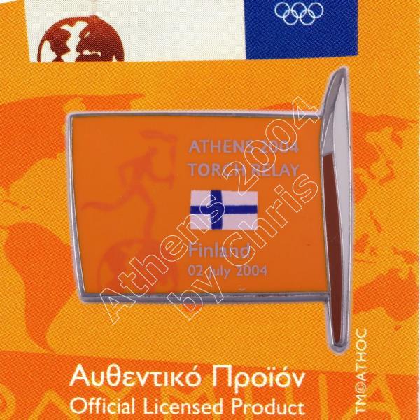 #04-169-022 Torch Relay International Route With Greek Flag Finland 2004 olympic pin