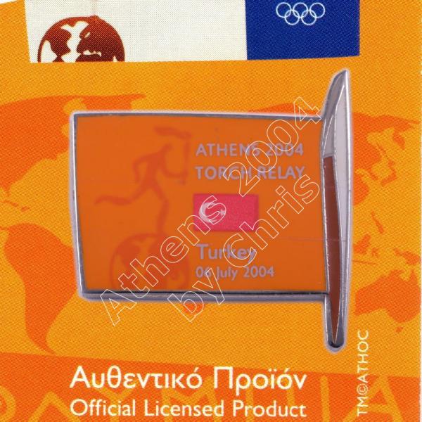 #04-169-025 Torch Relay International Route With Greek Flag Turkey 2004 olympic pin
