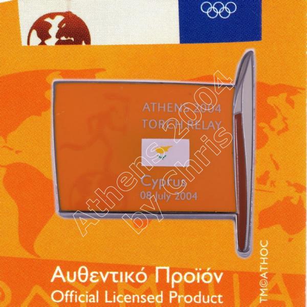 #04-169-027 Torch Relay International Route With Greek Flag Cyprus 2004 olympic pin