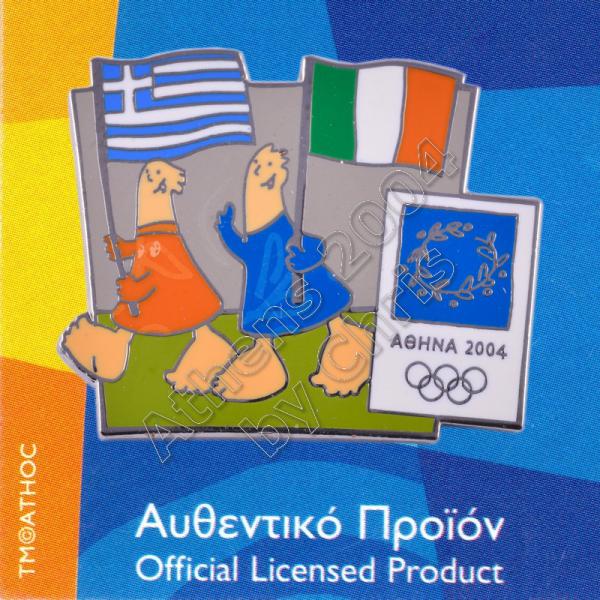 03-043-006 Irish Greek flags with mascot olympic pin Athens 2004