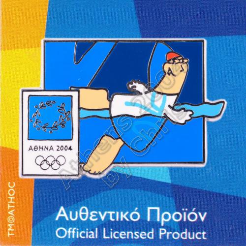 03-004-003 Swimming sport with mascot Athens 2004 olympic pin
