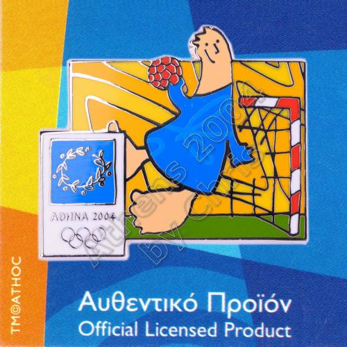 03-004-014 Handball sport with mascot Athens 2004 olympic pin