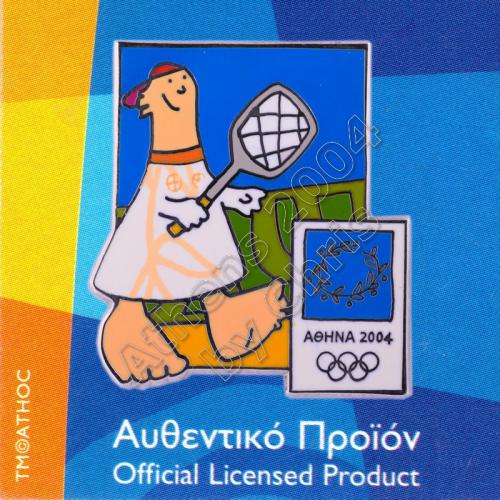 03-004-015 Tennis sport with mascot Athens 2004 olympic pin