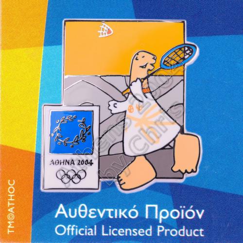 03-004-032 Badminton sport with mascot Athens 2004 olympic pin