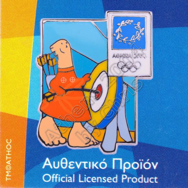 03-004-035 Archery sport with mascot Athens 2004 olympic pin