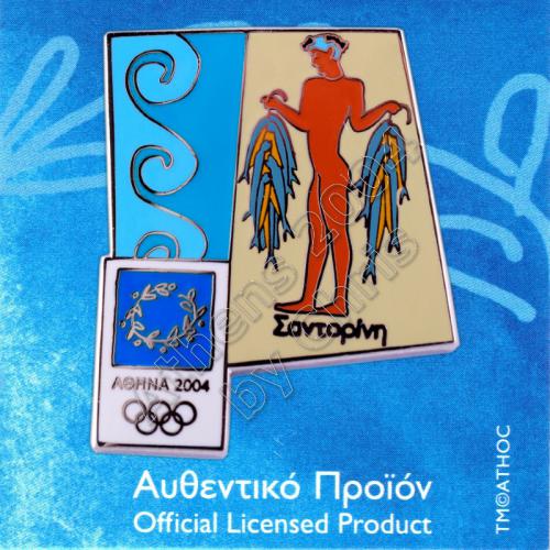 03-031-002 Fisherman Santorini Ancient Mural Athens 2004 Olympic Pin