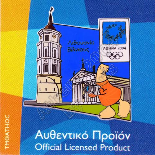 04-128-001 Vilnius Lithuania Cathedral Square Athens 2004 Olympic Pin