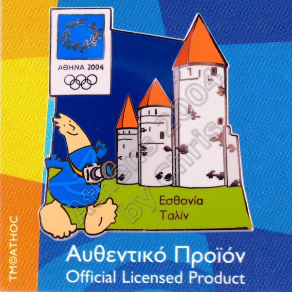 04-128-016 Tallinn Estonia Old Town Towers Athens 2004 Olympic Pin