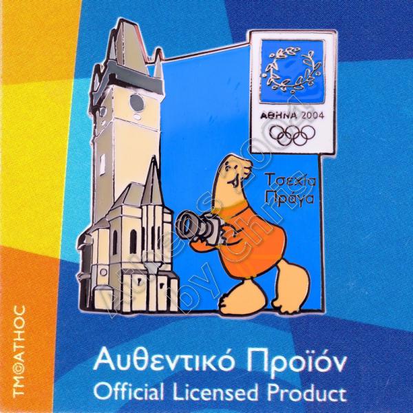 04-128-024 Prague Czech Republic Astronomical Clock Athens 2004 Olympic Pin