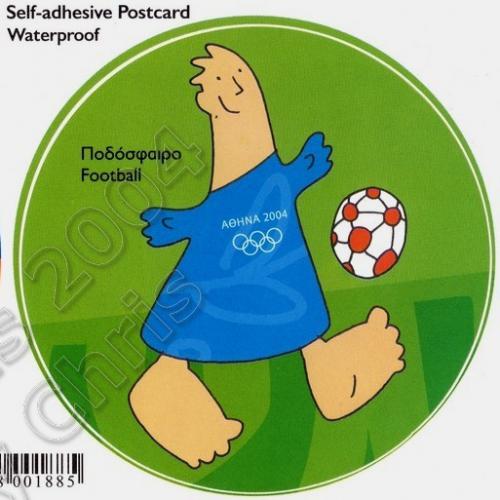 Football Mascot Self Adhesive Postcard Athens 2004 Olympic Games