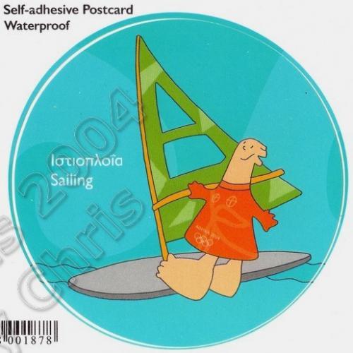 Sailing Self Adhesive Postcard Athens 2004 Olympic Games