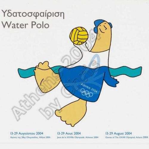 Waterpolo Olympic Sports Self Adhesive Postcard Athens 2004